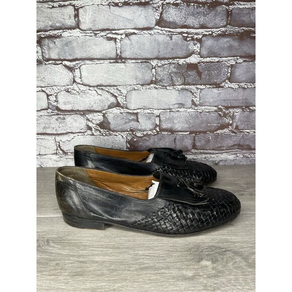 Roger Bowman’s Black Leather Basketweave Kiltie Tassel Loafer Dress Shoes Men 10 main image 11